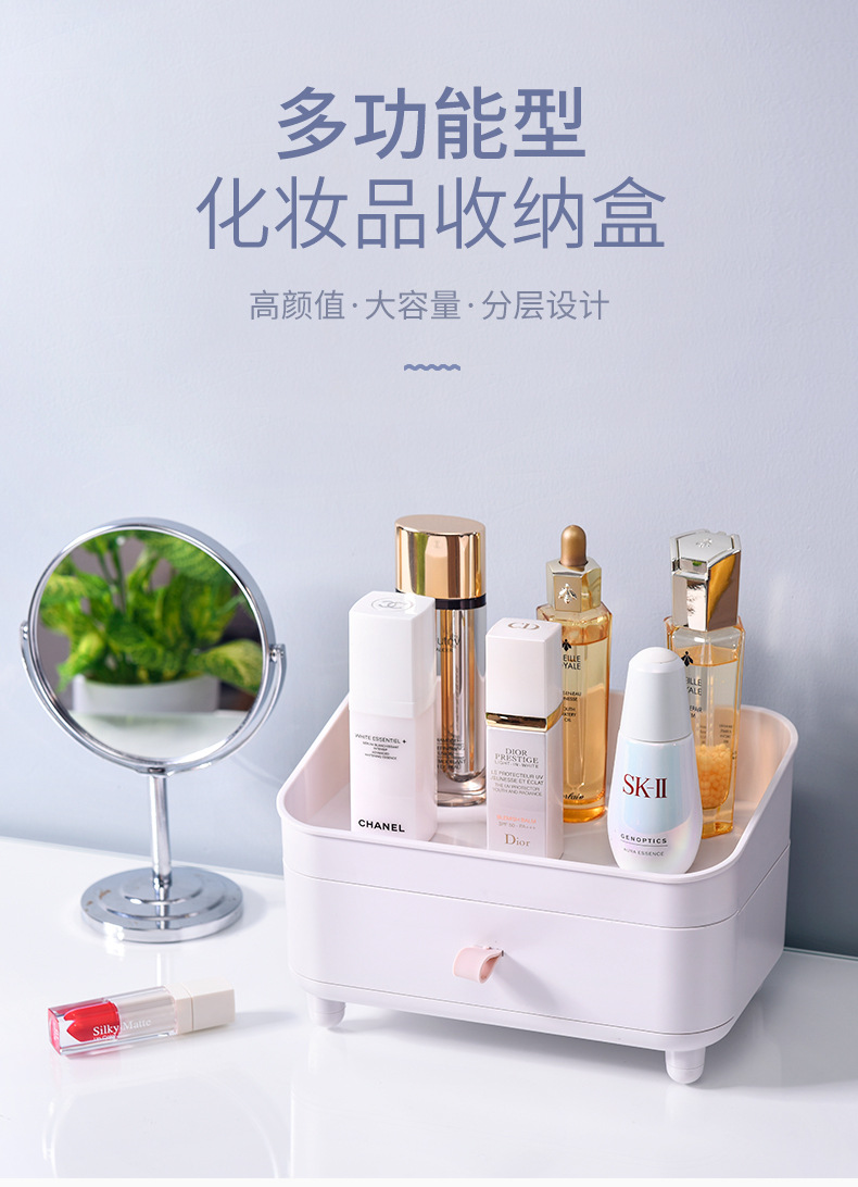 Plastic desktop cosmetic storage box, dust-proof and organizing cosmetic box, creative sundries storage box, desktop storage box pic 2