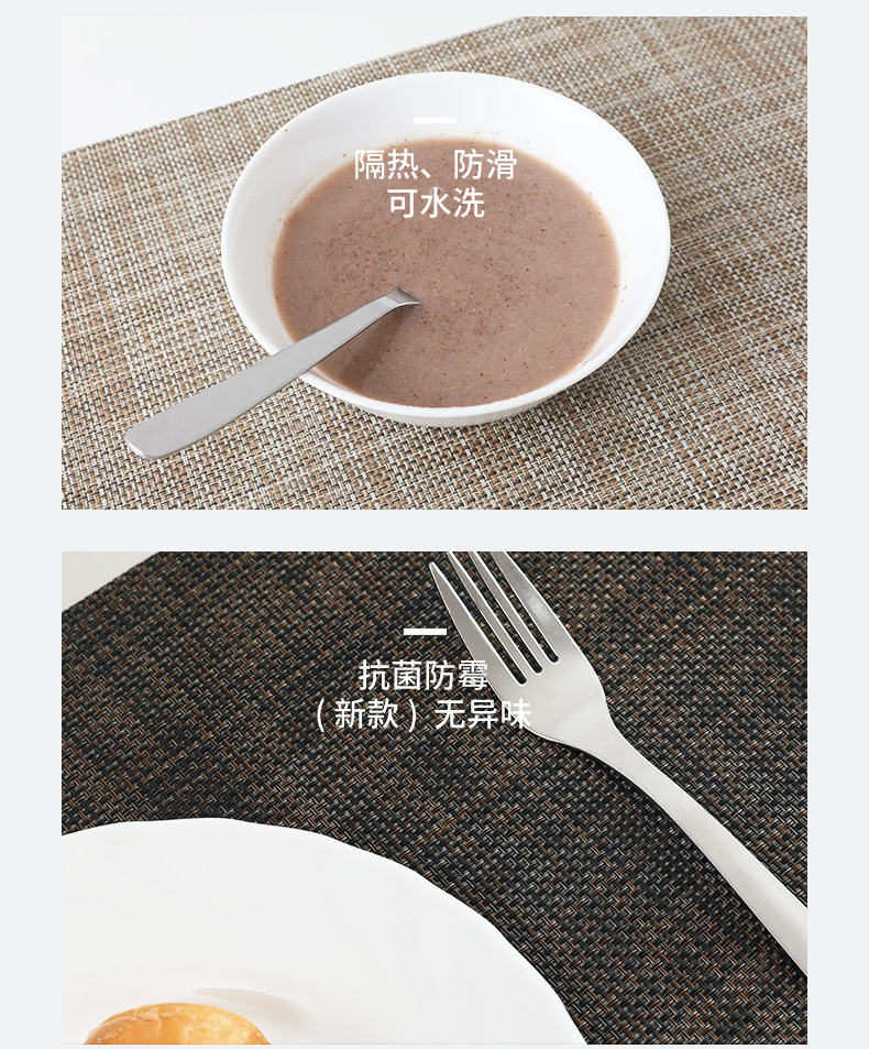 Ningxin European-style pvc woven coasters, antibacterial and anti-mold placemats, anti-slip Western placemats, heat-insulating table MATS, cross-border wholesale pic 7