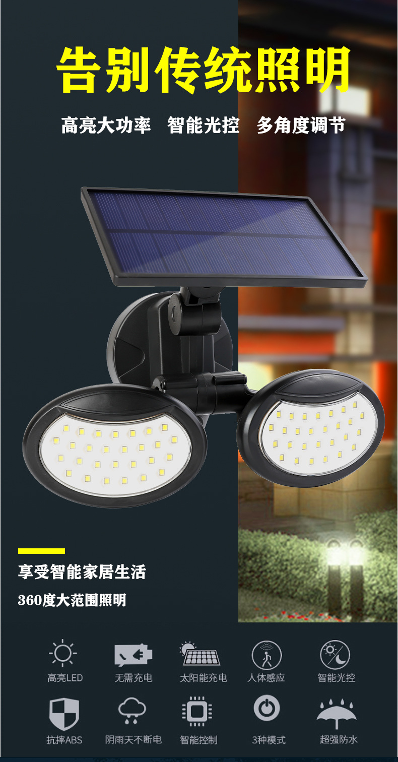 Solar outdoor wall lamps, waterproof human-sensing lighting street lamps for courtyards and gardens, decorative lamps for villa courtyards and walls pic 1