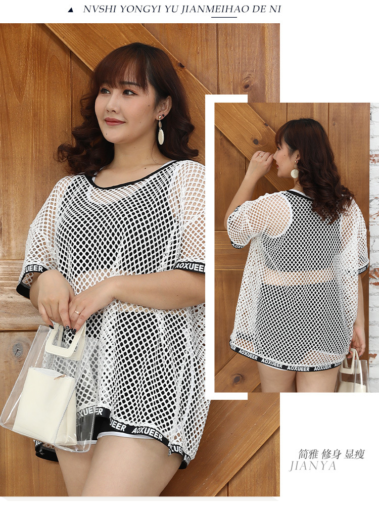 Plus-size swimwear for overweight women, three-piece two-piece set, loose, slimming, belly covering, conservative hot spring swimwear manufacturer wholesale cross-border -226581 pic 10