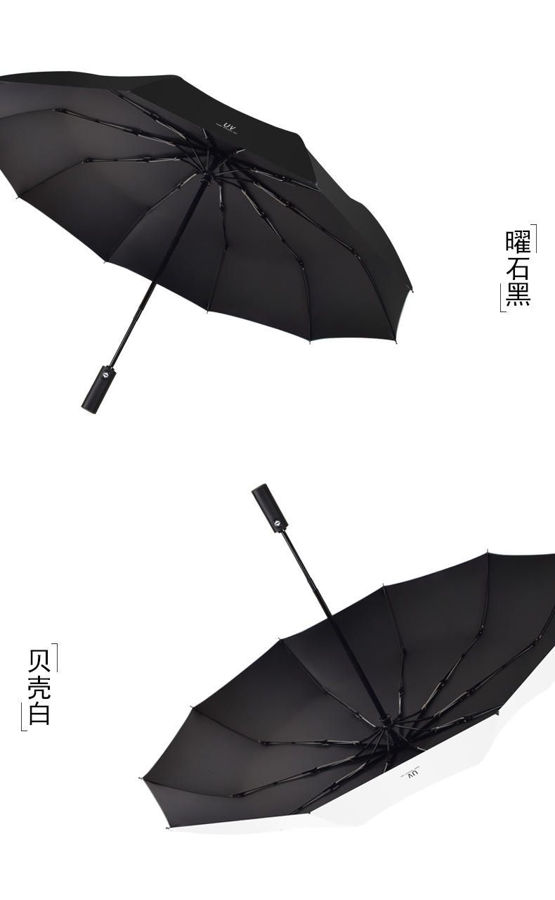 雨伞厂家批发定制印刷logo广告三折叠黑胶全自动防晒紫外线晴两用详情15