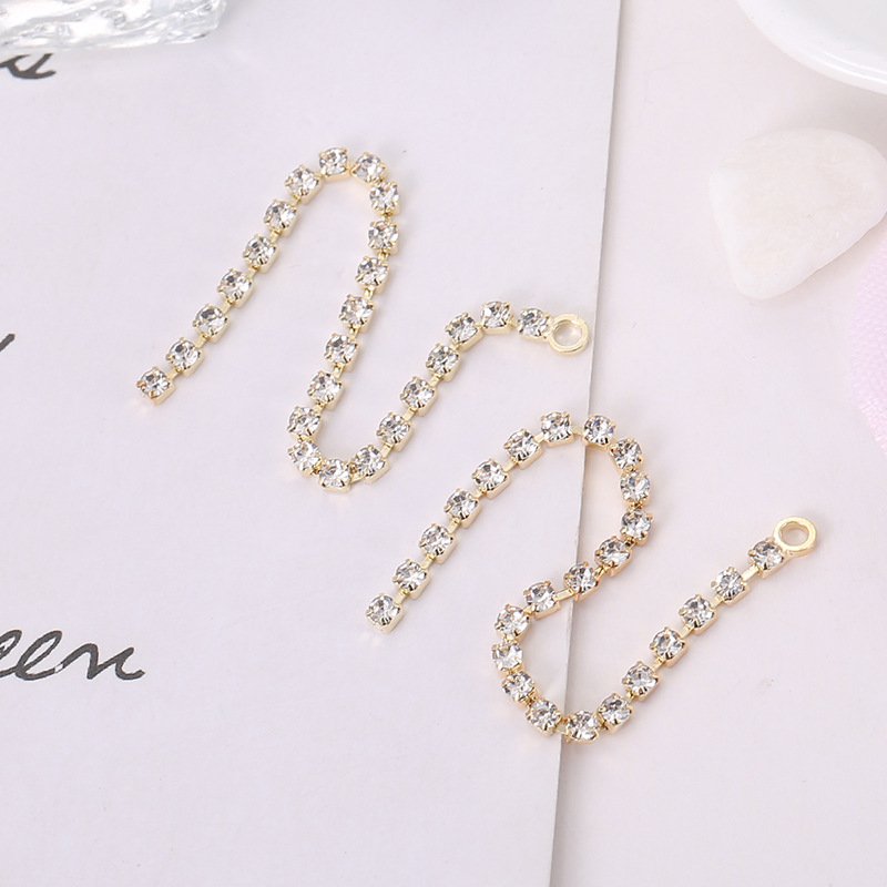 Best-selling diy water diamond claw chain, welded earrings, tassel accessories, earrings, versatile heart-shaped round five-pointed star ear strings pic 19