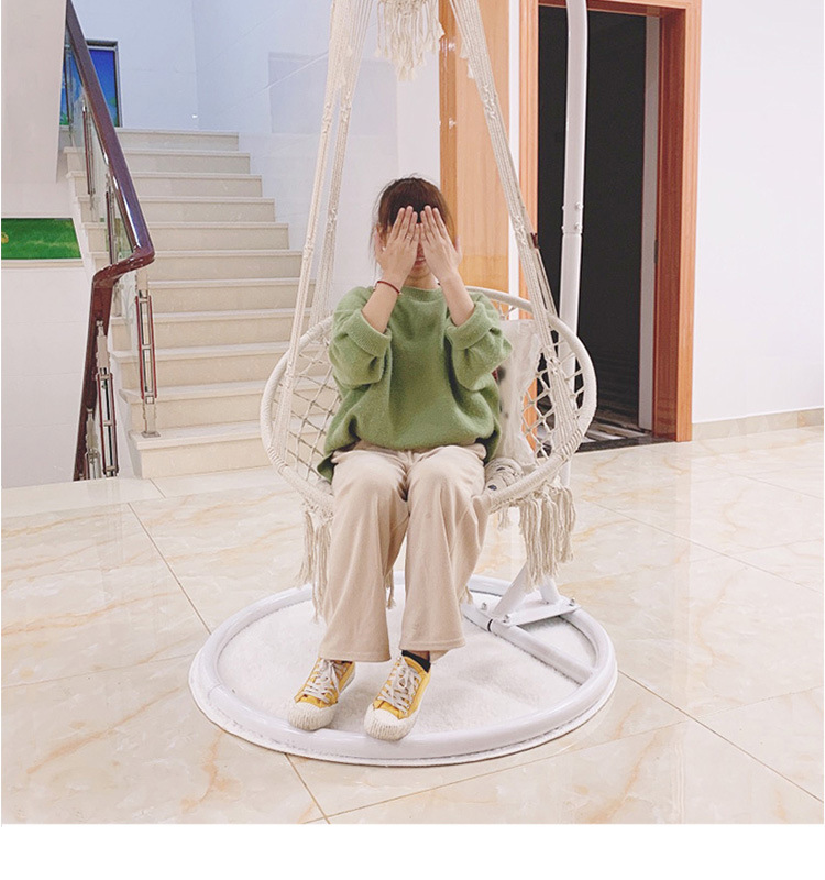 ins风户外吊床休闲网状吊篮椅子棉绳编织秋千流苏吊椅批发露营用品详情10