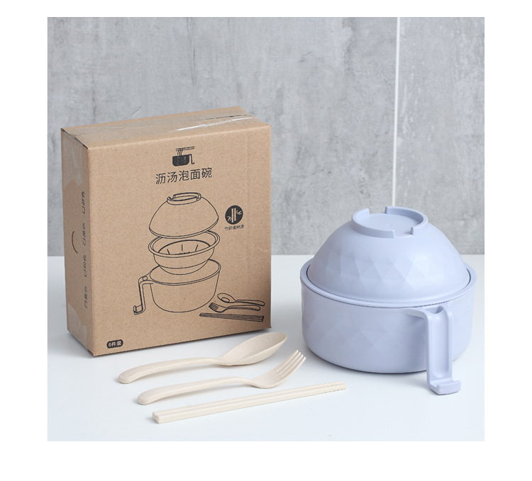Factory direct sales of bamboo fiber instant noodle bowls, round bento boxes with LIDS for student dormitories, Korean-style instant noodle bowl wonders pic 16