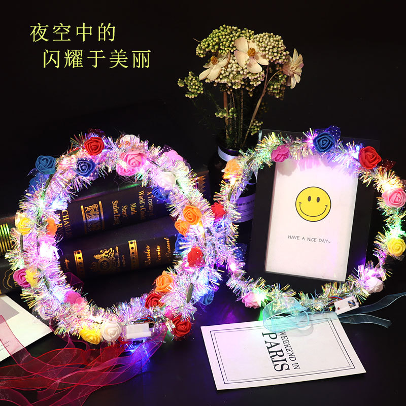 新款发光金丝花环十灯泡沫旅游景区扫码闪光头饰夜市地推玩具批发详情16