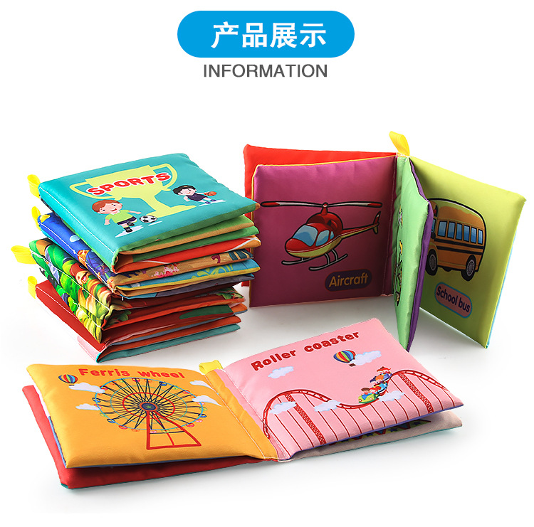 Amazon cross-border 3D baby cloth books, early education toys, English palm books, animal number recognition baby cloth books pic 53