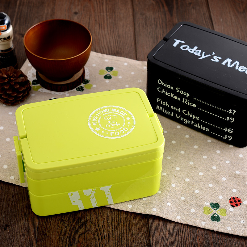 Bangduo - Plastic double-layer handle lunch box, Japanese bento box, microwave Lunch Box, Lunch box pic 3