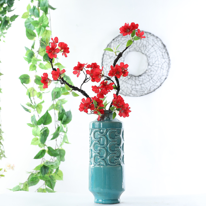 Red plum blossoms, artificial flowers, large foam branches, cherry blossoms, silk flowers, soft furnishings, home decoration, scene arrangement, artificial plants, ecological beautification of space pic 2