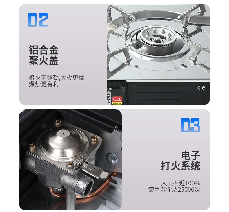 户外双灶卡式炉便携式卡磁炉野外防风炉具野营烧烤瓦斯双头燃气灶详情8