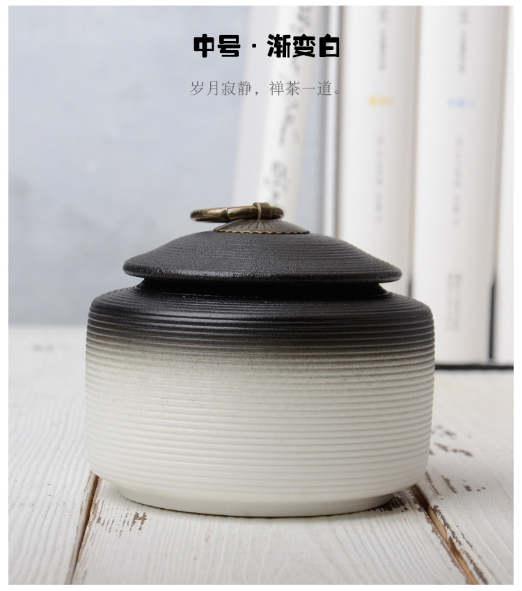 复古粗陶密封罐拉丝无釉醒茶罐防潮普洱茶仓大小号粗陶铜扣茶叶罐详情18