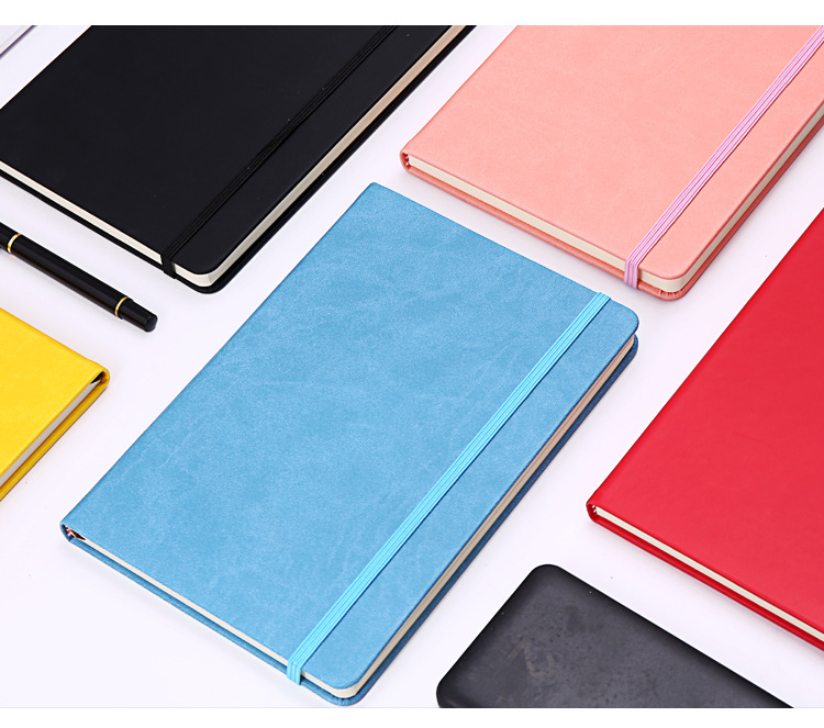 Cross-border exclusive leather notebook a5 with strap, hand-held notebook, logo set A6 notebook, meeting record book pic 17