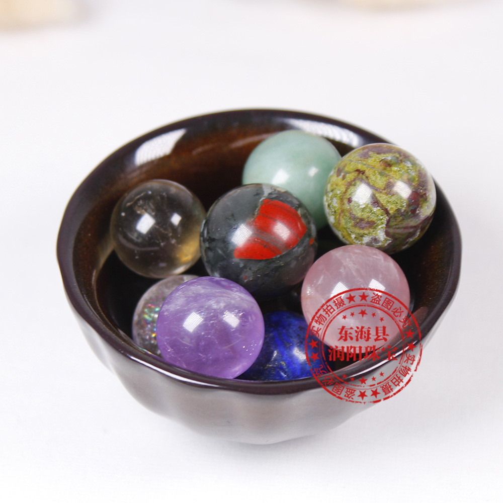 2cm天然水晶粉白紫水晶球无孔圆珠diy饰品配件散珠风水球家居摆件详情12