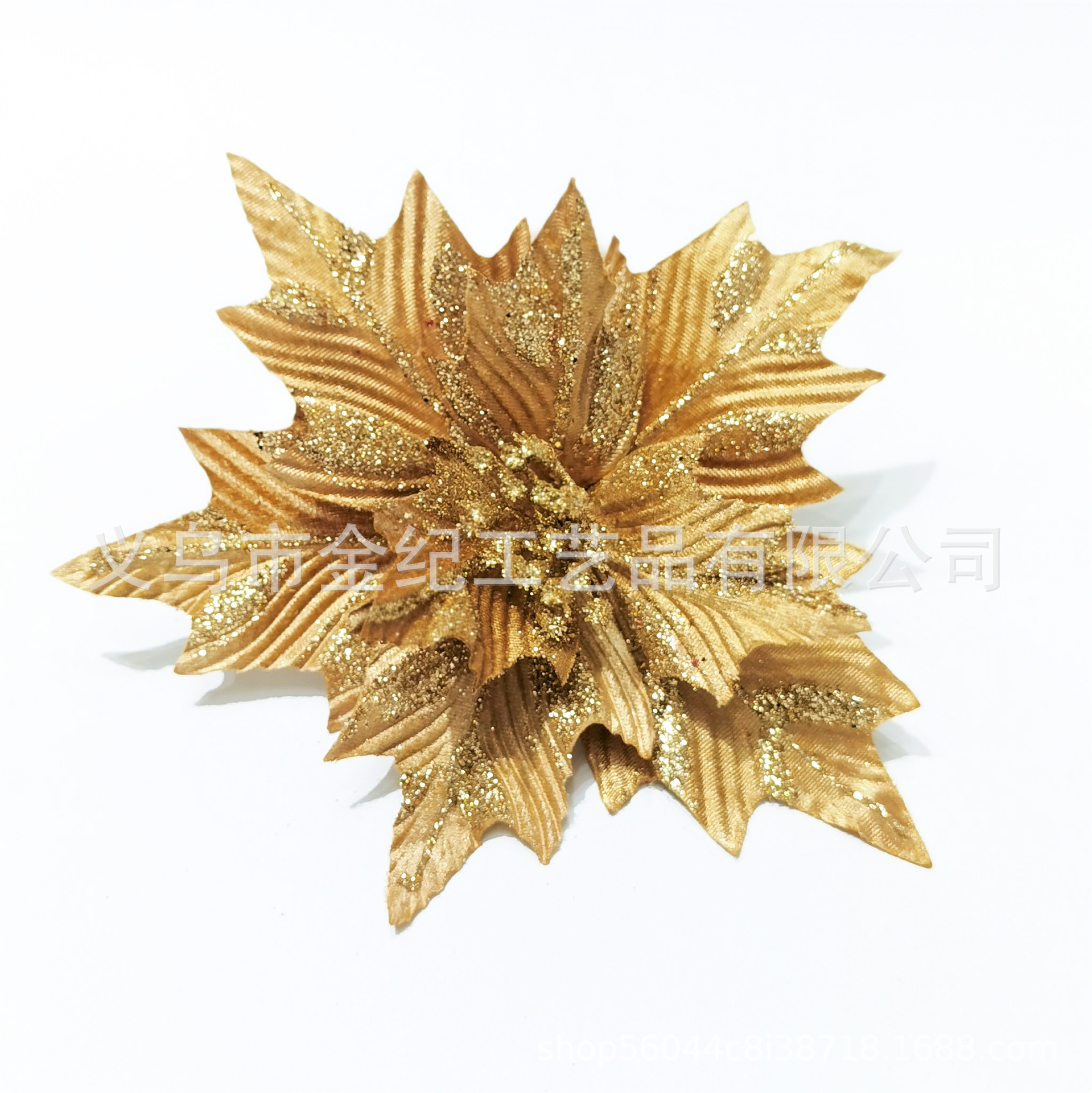 现货一品红金粉花圣诞节日装饰花 环藤条圣诞树装饰品 圣诞场景布置花饰 热销圣诞装饰品详情10