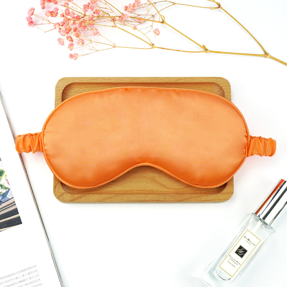 新款双面仿真丝睡眠眼罩遮光松紧绑带旅行眼罩纯色透气美容护眼罩详情5