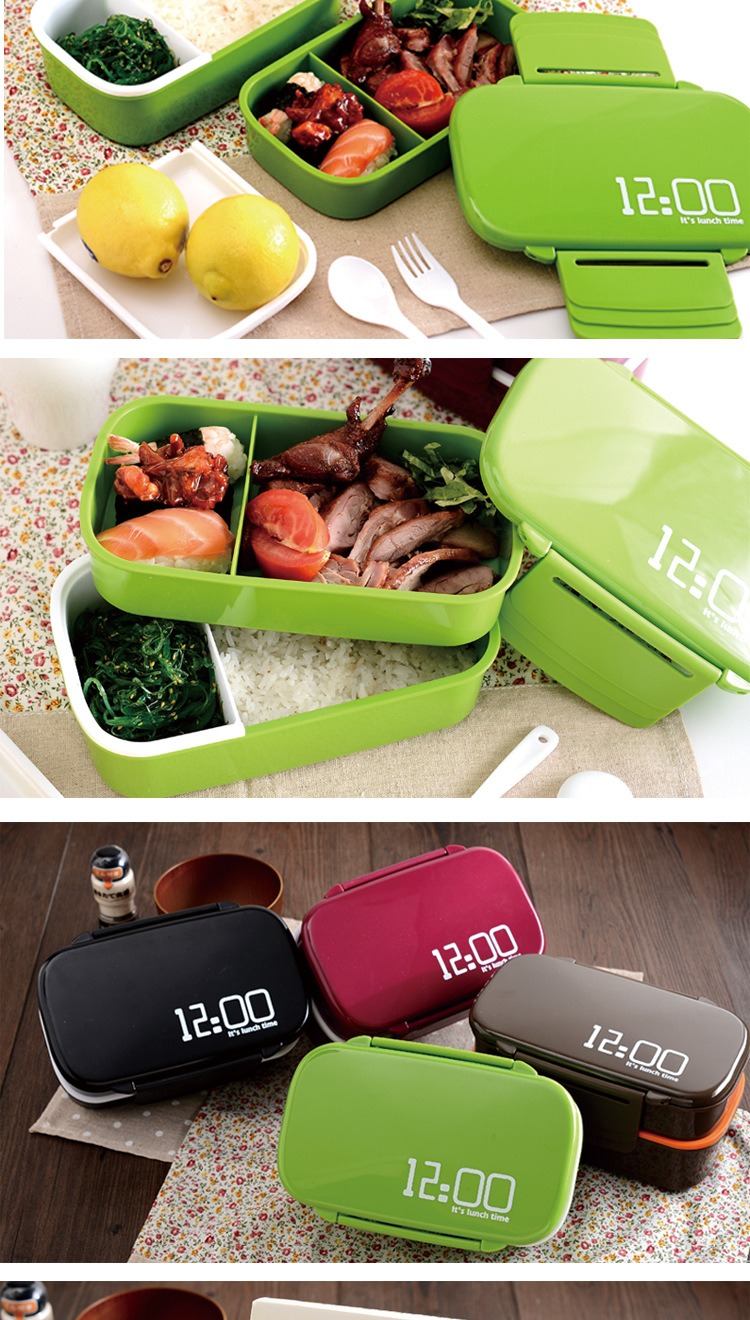 Bangduo - Double-layer plastic lunch box, microwave lunch box, three-compartment lunch box, student lunch box, Lunch box pic 11