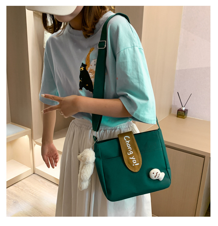 Summer new canvas bag for women, Korean-style teenage girl single-shoulder bag, ins crossbody small square bag, cute girl bag pic 29