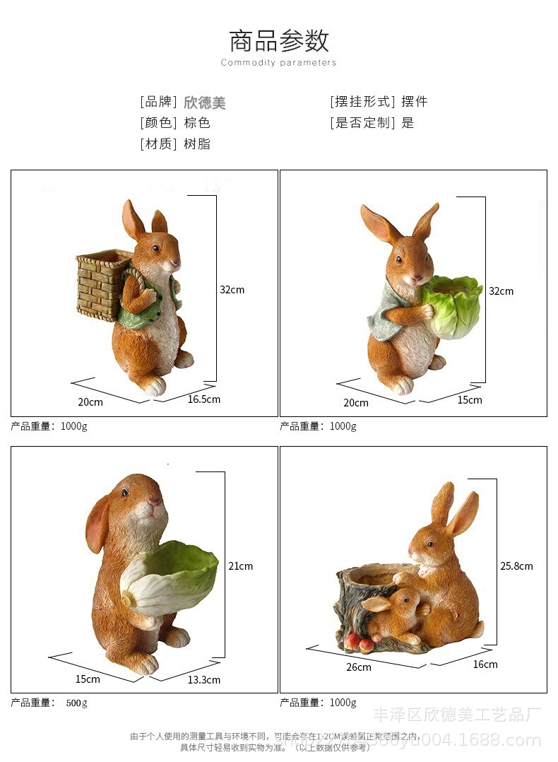 Cross-border supply, little Rabbit outdoor garden ornaments, potted plants, landscaping, bonsai sculptures, decorative items, resin handicrafts pic 10