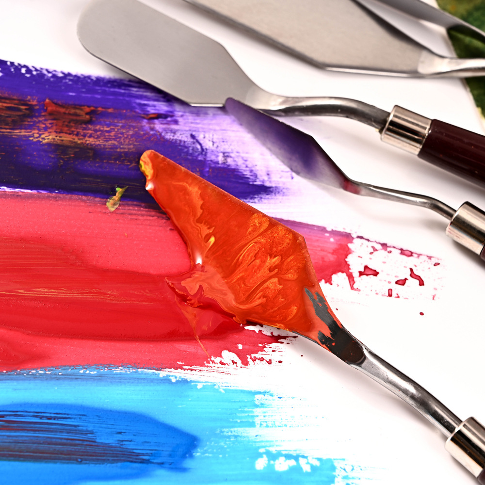 Cross-border Amazon 5-piece oil Painting scraper set, Color mixing scraper Art acrylic painting 5-piece oil painting scraper set pic 33