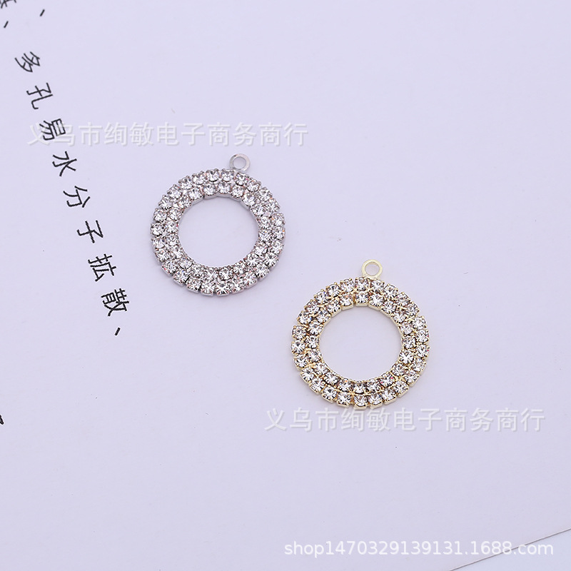 DIY水钻中东进口钻烧焊带吊挂件 精美耳饰圆形正方形手工配件吊坠详情23
