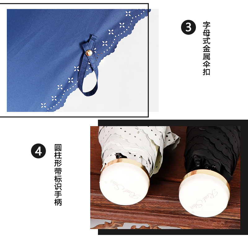 RST Japanese-style creative hollowed-out sunshade umbrella, mini 50% discount pocket sun umbrella for women with color glue sun protection, in stock and in batch pic 4
