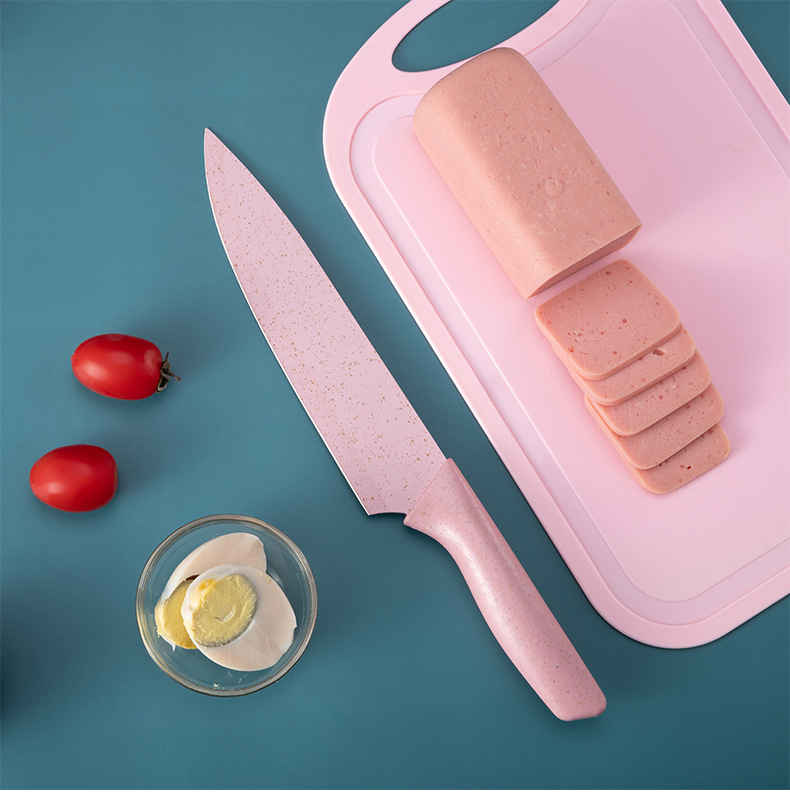 Stainless steel gift knife set, macaron knives, wheat straw six-piece knife set, colored wheat straw six-piece knife set pic 16