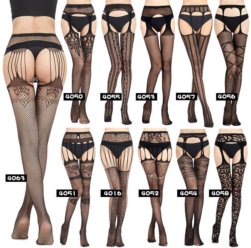 情趣丝袜连体开裆吊带一体外贸大码性感免脱吊带袜丝袜渔网袜批发详情3