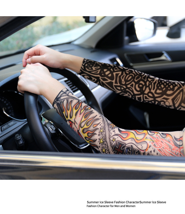 遮纹身袖套花臂袖刺青男女夏户外骑行开车防晒手臂套袖套可包组合详情7