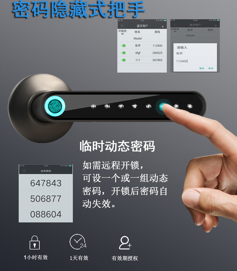 Tuya smart fingerprint lock handle password lock wholesale wooden door fingerprint lock Electronic password Lock Remote smart door lock pic 12