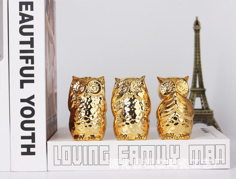 Nordic creative ceramic electroplated animal handicrafts, tabletop ornaments, small gifts, decorative items, bonsai, trinkets, return gifts pic 5