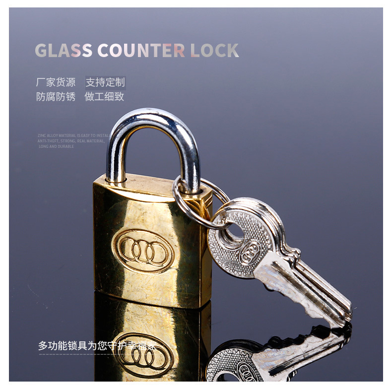 Wholesale of three-ring copper locks, pure copper padlocks, custom-made through-opening padlocks, old-fashioned large iron doors, and three-ring padlocks pic 2
