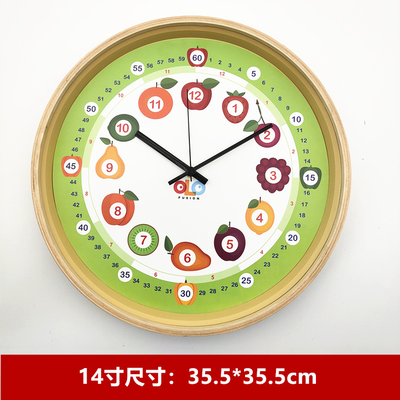 Japanese-style simple wall clock with large font, living room wooden clock, dining room bedroom modern silent round clock, solid wood frame pic 17