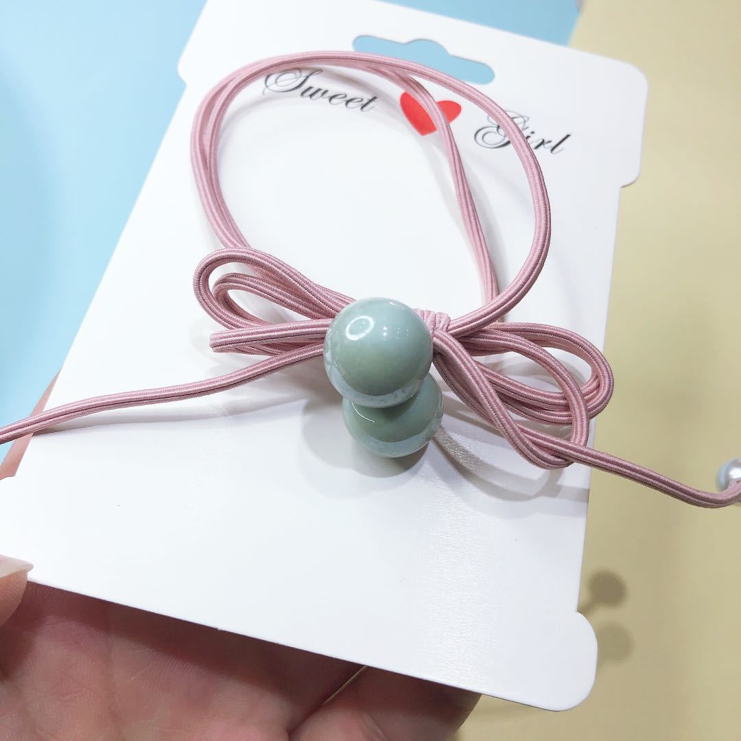 No. 113 hair tie Double Color Bead 100 per bundle, new double color bead hair band rubber band hair tie accessory, adult headwear Hundred tower leather cover ponytail hair tie wholesale pic 4