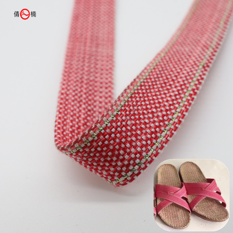 Factory direct supply of 33mm 25mm mixed linen gold and silver thread polyester-cotton woven straps for DIY handicrafts of bags, shoes, hats, belts and decorations pic 10