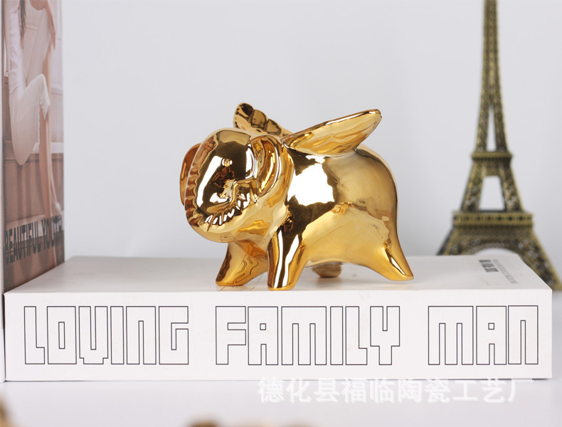 Nordic creative ceramic electroplated animal handicrafts, tabletop ornaments, small gifts, decorative items, bonsai, trinkets, return gifts pic 7