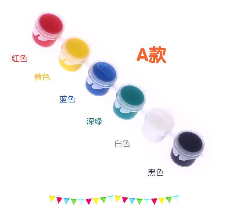 丙烯颜料厂家促销6色连体搪胶涂色绘画颜料环保儿童diy面具彩绘笔详情8
