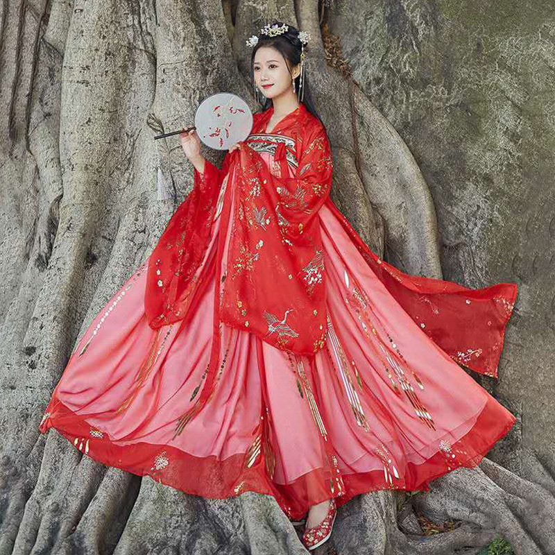 国潮新款成人汉服女成人古装中国风全套烫金上襦大袖衫齐胸襦裙套装详情8