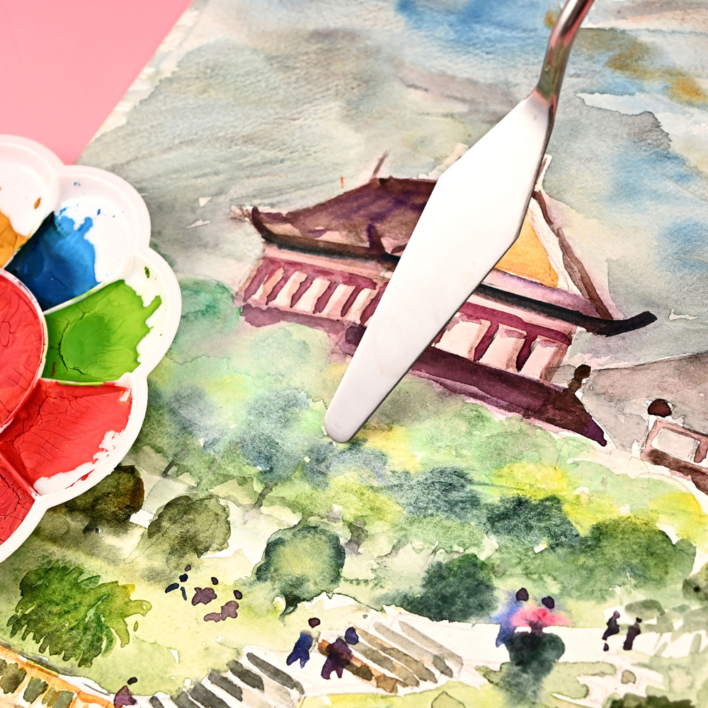 Cross-border Amazon 5-piece oil Painting scraper set, Color mixing scraper Art acrylic painting 5-piece oil painting scraper set pic 29