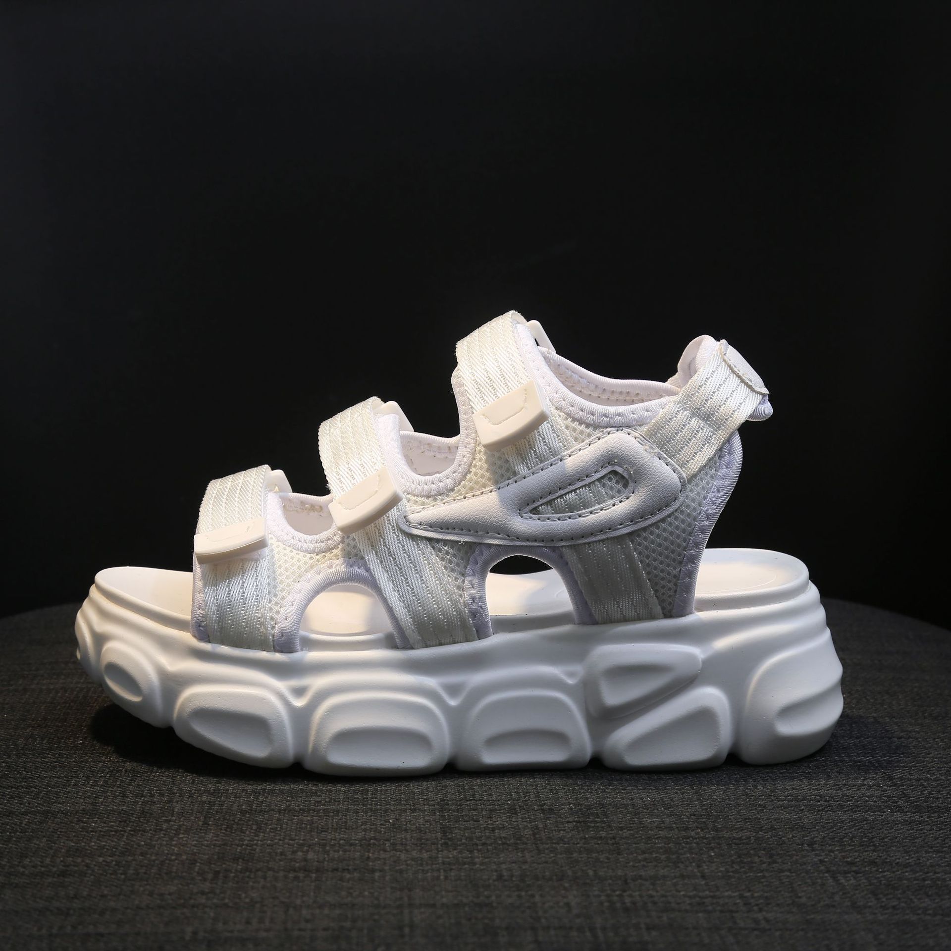 跨镜凉鞋女2025夏季新款韩版学生耐地磨轻便厚底魔术贴松糕鞋批详情58