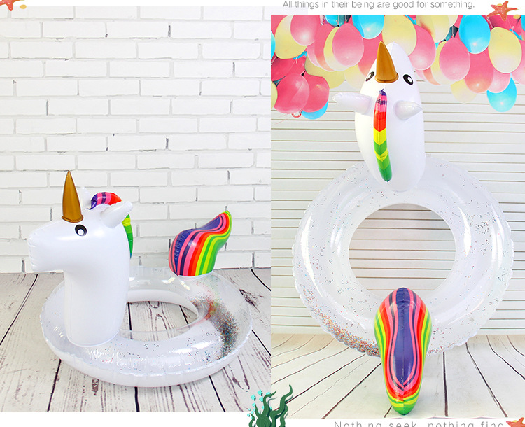 Inflatable unicorn swimming rings, PVC unicorn swimming rings, adult rainbow horse animal rings for foreign trade pic 12