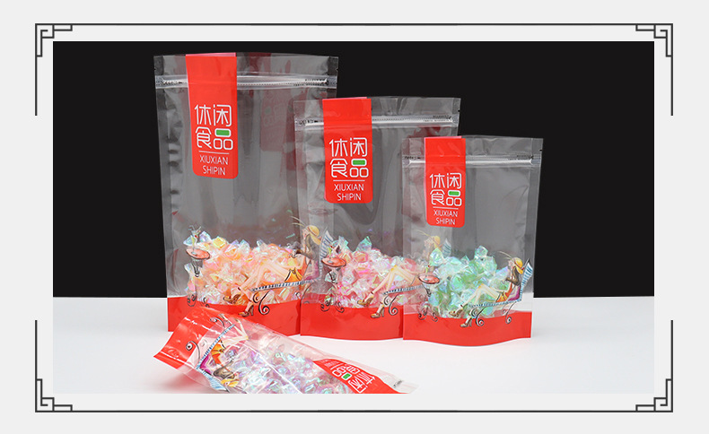 Thick, transparent, self-sealing plastic packaging bags for dried fruits, snack foods, candies, biscuits, snowflake pastries and sealed bags pic 23