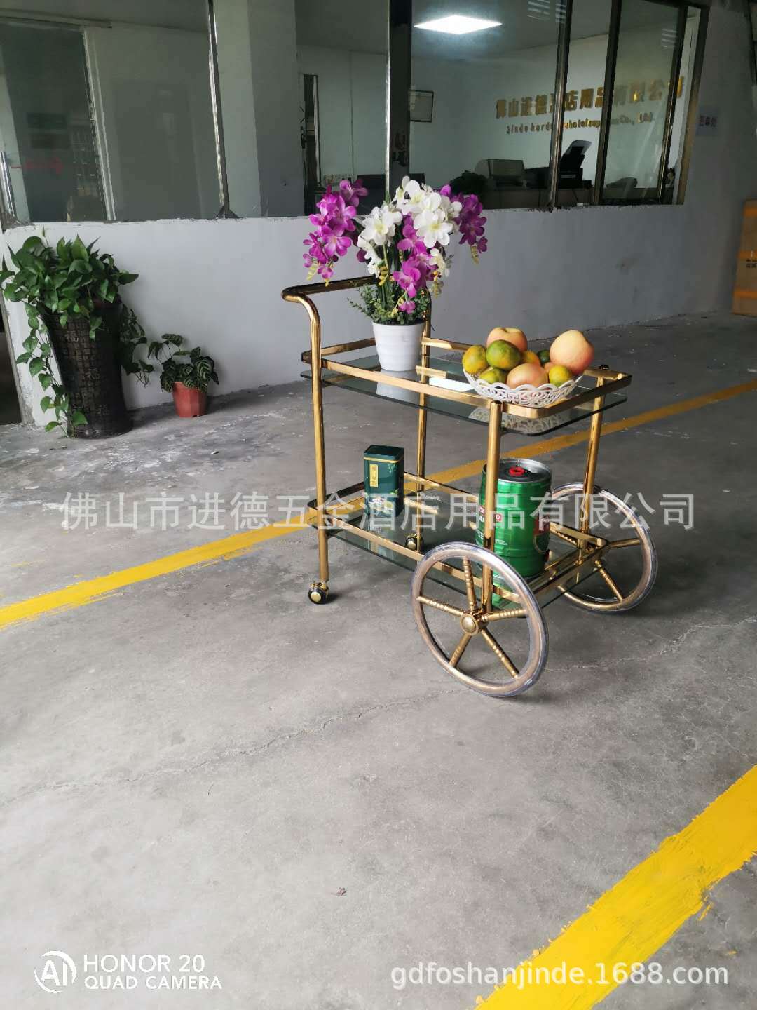 European-style titanium gold wine cart, imperial concubine wine cart, cake cart, double-layer food delivery cart, 4S store pastry and hotel service cart pic 14