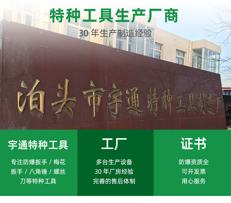 厂家批发工业级异形加长单边两用一体防爆敲击梅花直柄开口呆扳手详情2