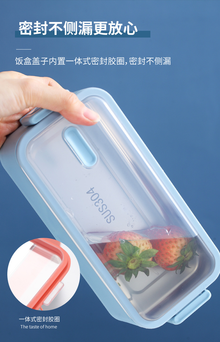 Creative 304 stainless steel lunch box, double-sealed water-filled insulated lunch box, large-capacity student lunch box pic 15