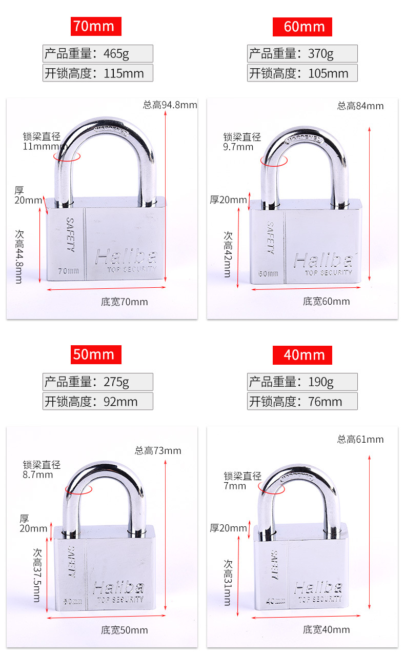 货源直供叶片挂锁四方叶片防盗小锁头仓库办公室仿不锈钢挂锁批发详情6