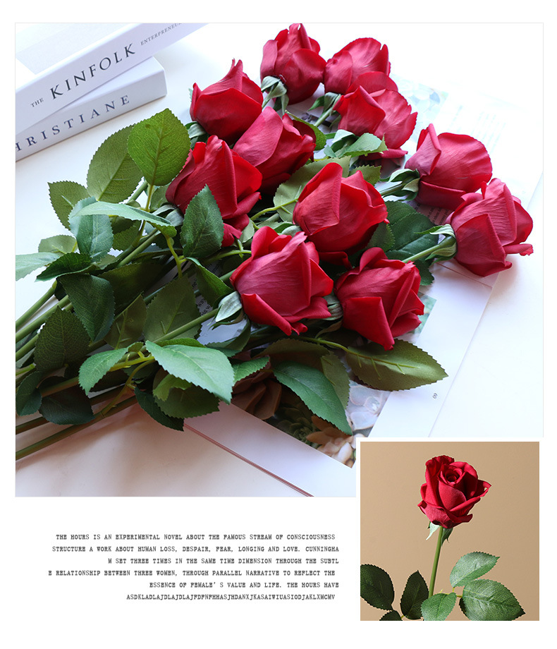 高仿真玫瑰花单支手感保湿玫瑰婚庆居家装饰手捧花摆件玫瑰花蕾详情20