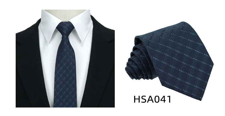 男士高级商务领带制服西装休闲7.5cm宽涤丝婚礼伴郎手打格子领带详情9