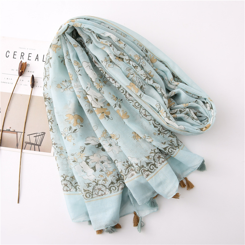 Japanese-style artistic and fresh cotton and linen scarf, retro patchwork Bohemian cashew print silk scarf, beautiful sun protection scarf, whisker, Korean cotton dense Bali gauze scarf shawl pic 32