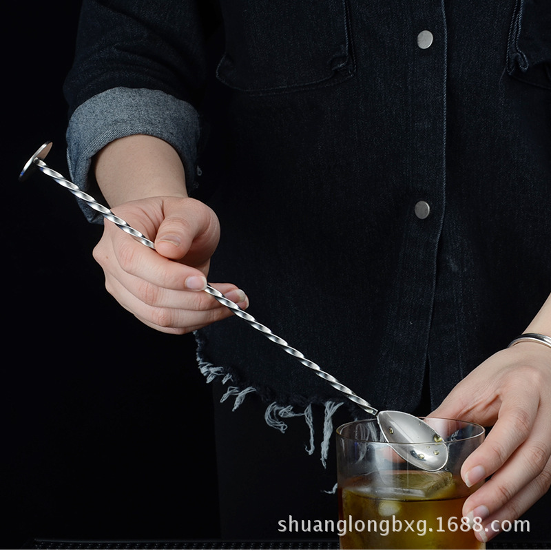 304不锈钢调羹勺鸡尾酒吧勺酒吧调酒勺奶茶搅拌勺双头吧勺吧匙详情7