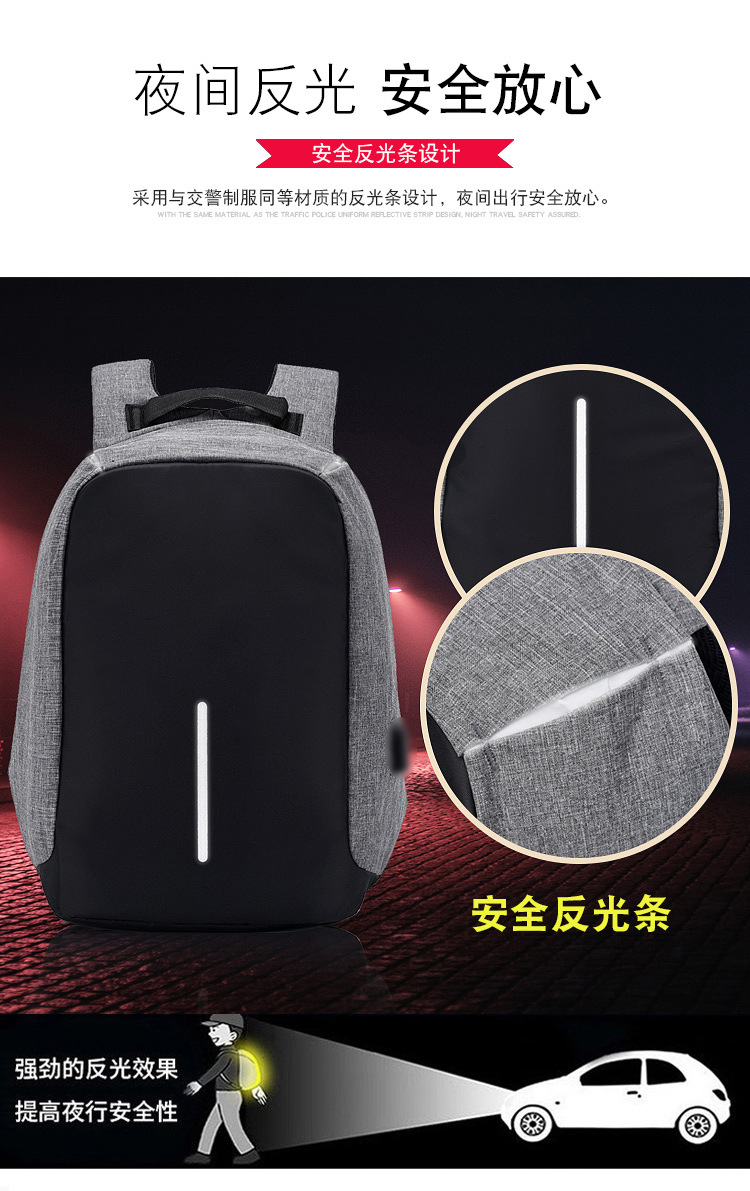 Venta directa de fábrica nueva mochila anti-robo multifuncional mochila recargable usb inteligente para hombres casual business travel bag pic 5