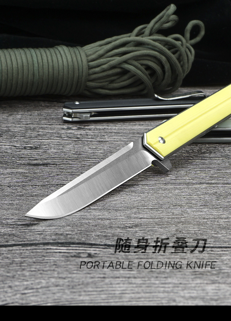 Folding knife outdoor D2 hardness stainless steel outdoor camping knife G10 handle bearing side-opening, available in stock for wholesale pic 10